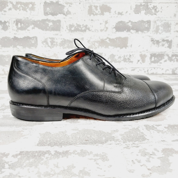 Tauer & Johnson Cap Toe Men's Lace Up Formal Black Leather Dress Shoes V529 - Picture 5 of 13